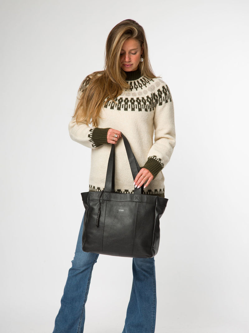 Cultured London black stripe Gisella leather tote bag, UK version
