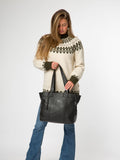 Cultured London black stripe Gisella leather tote bag, UK version