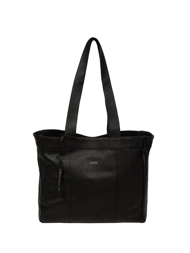 Cultured London black stripe Gisella leather tote bag, UK version