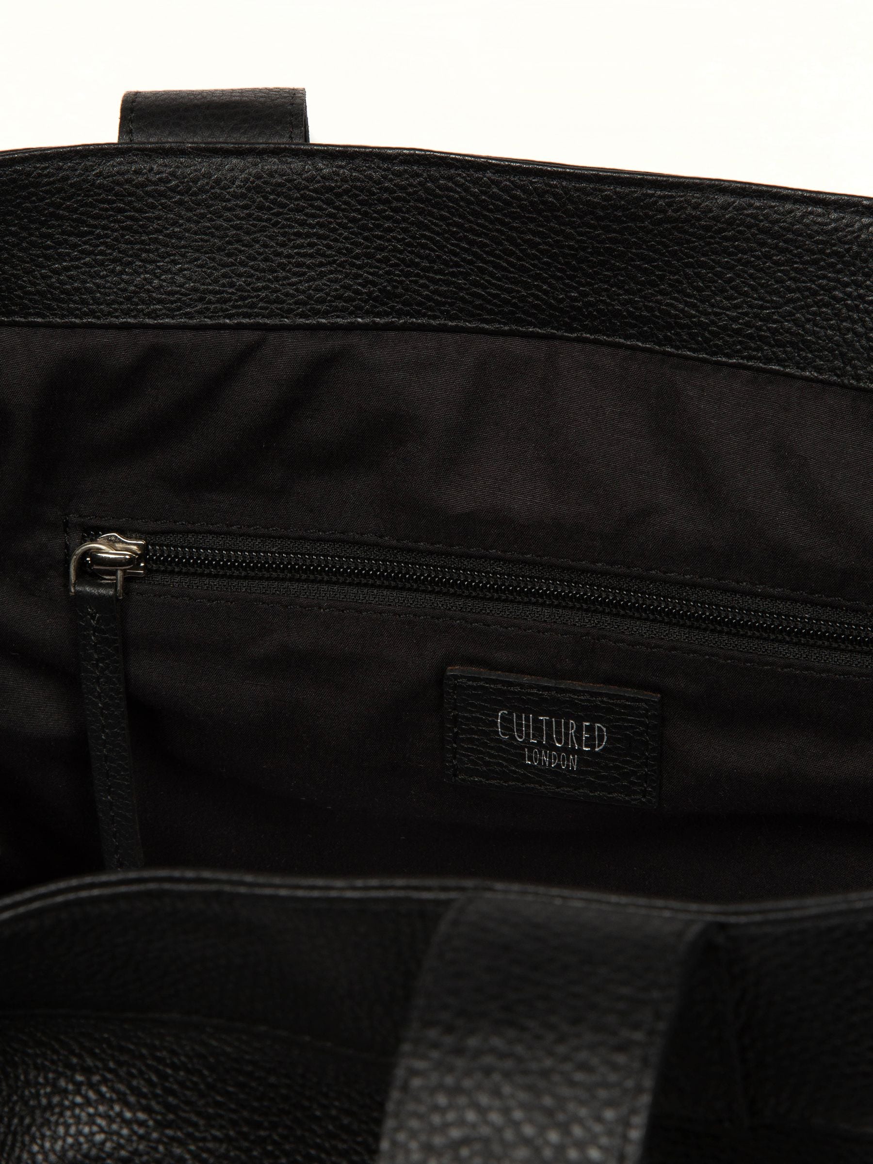 Cultured London black stripe Gisella leather tote bag, UK version