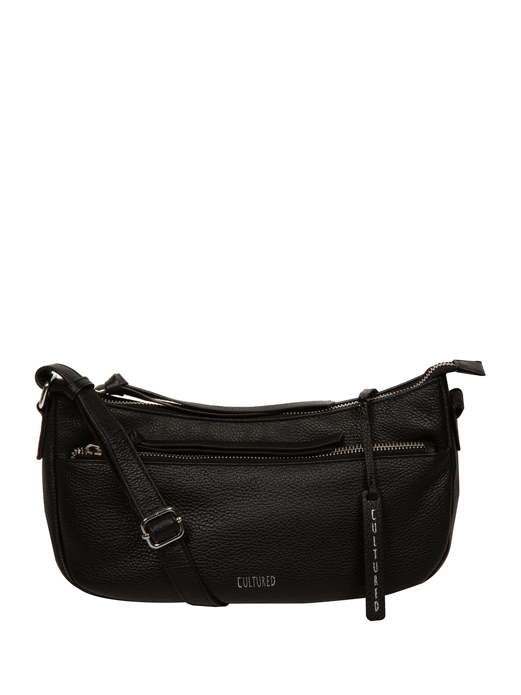 Cultured London black Elowen leather crossbody bag - British product