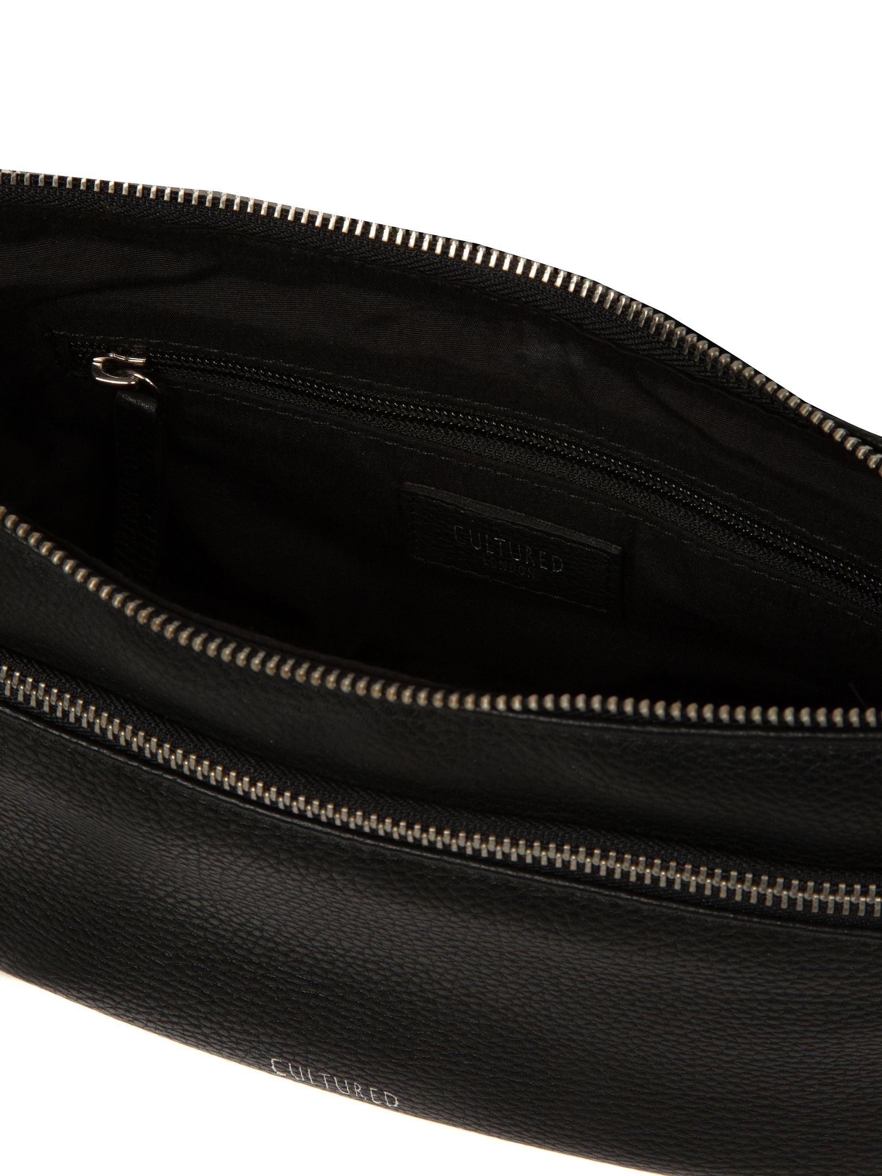 Cultured London black Elowen leather crossbody bag - British product