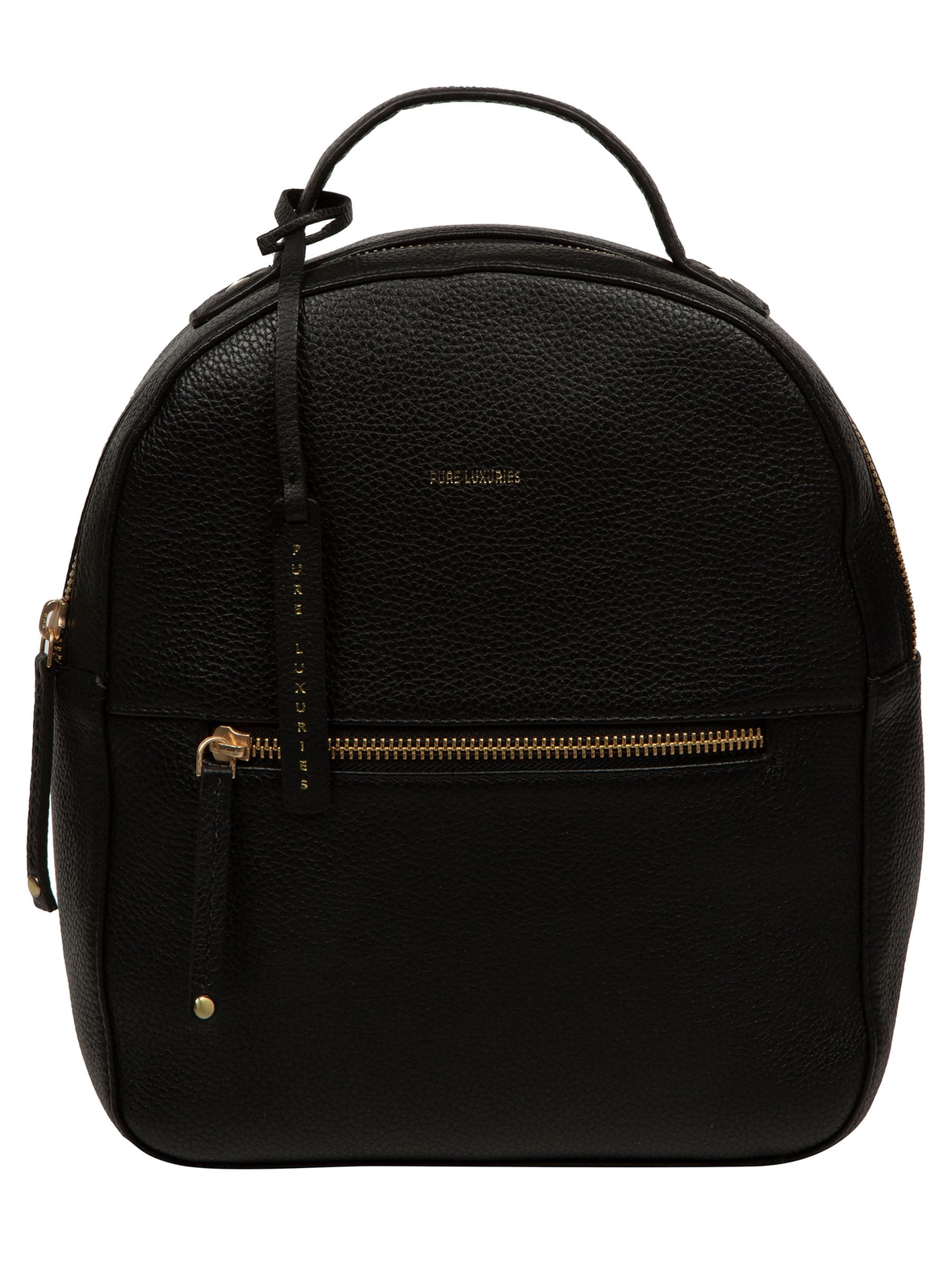 Pure Luxuries London black Sophia leather backpack, imported from the UK