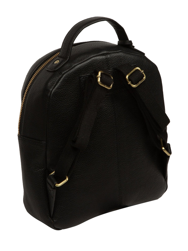 Pure Luxuries London black Sophia leather backpack, imported from the UK