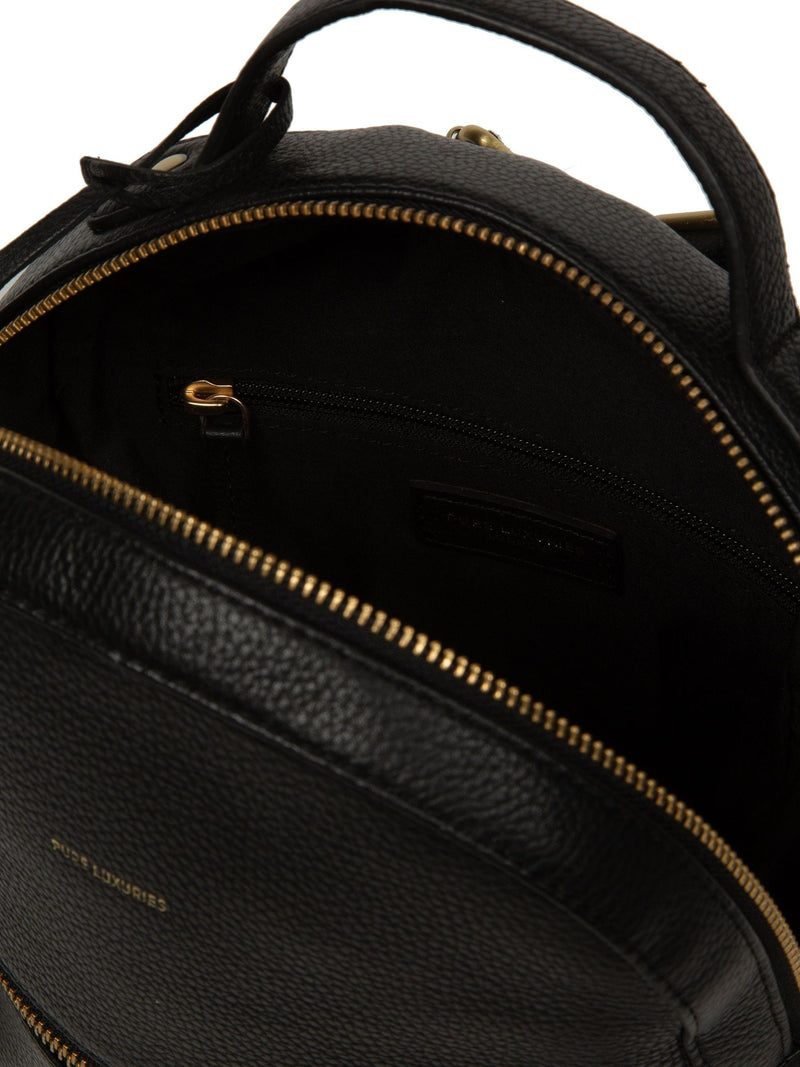 Pure Luxuries London black Sophia leather backpack, imported from the UK
