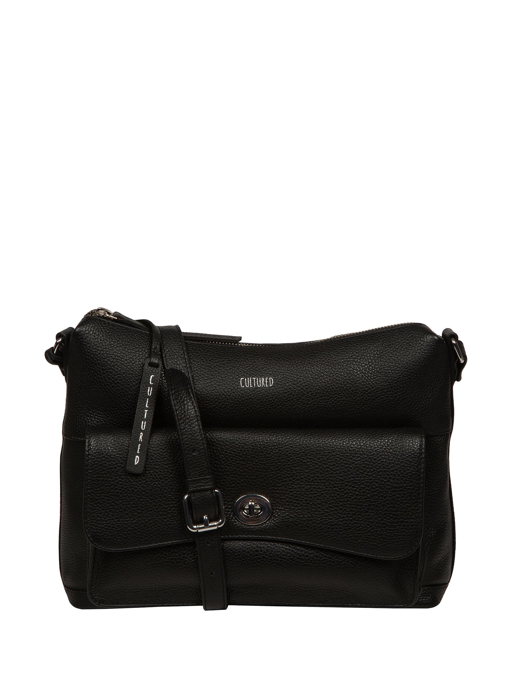 Cultured London black Sylvie leather shoulder bag, UK version