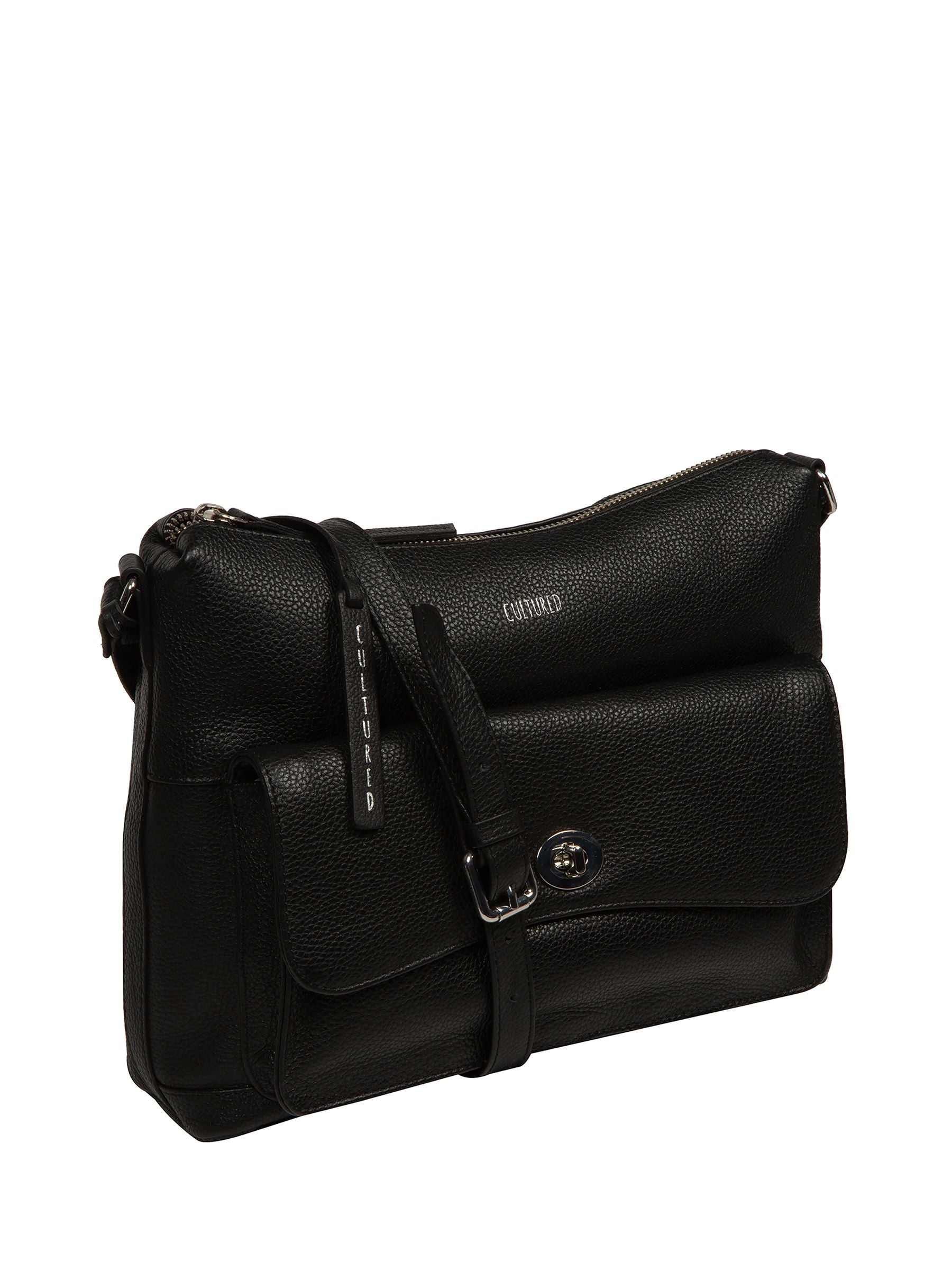Cultured London black Sylvie leather shoulder bag, UK version