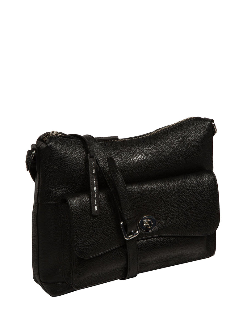 Cultured London black Sylvie leather shoulder bag, UK version