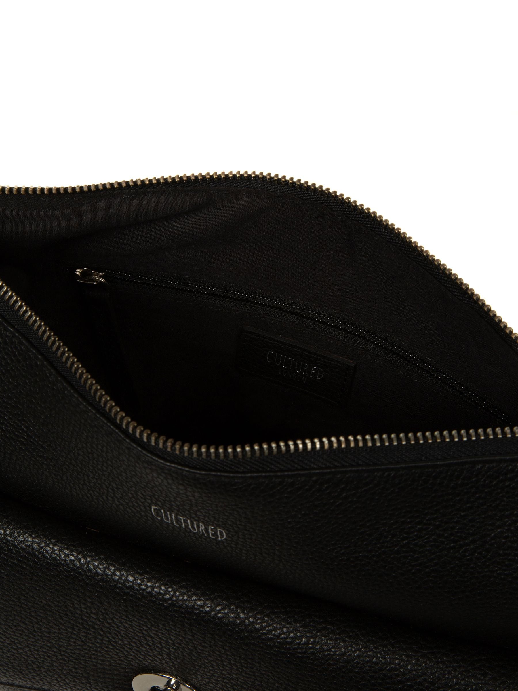 Cultured London black Sylvie leather shoulder bag, UK version