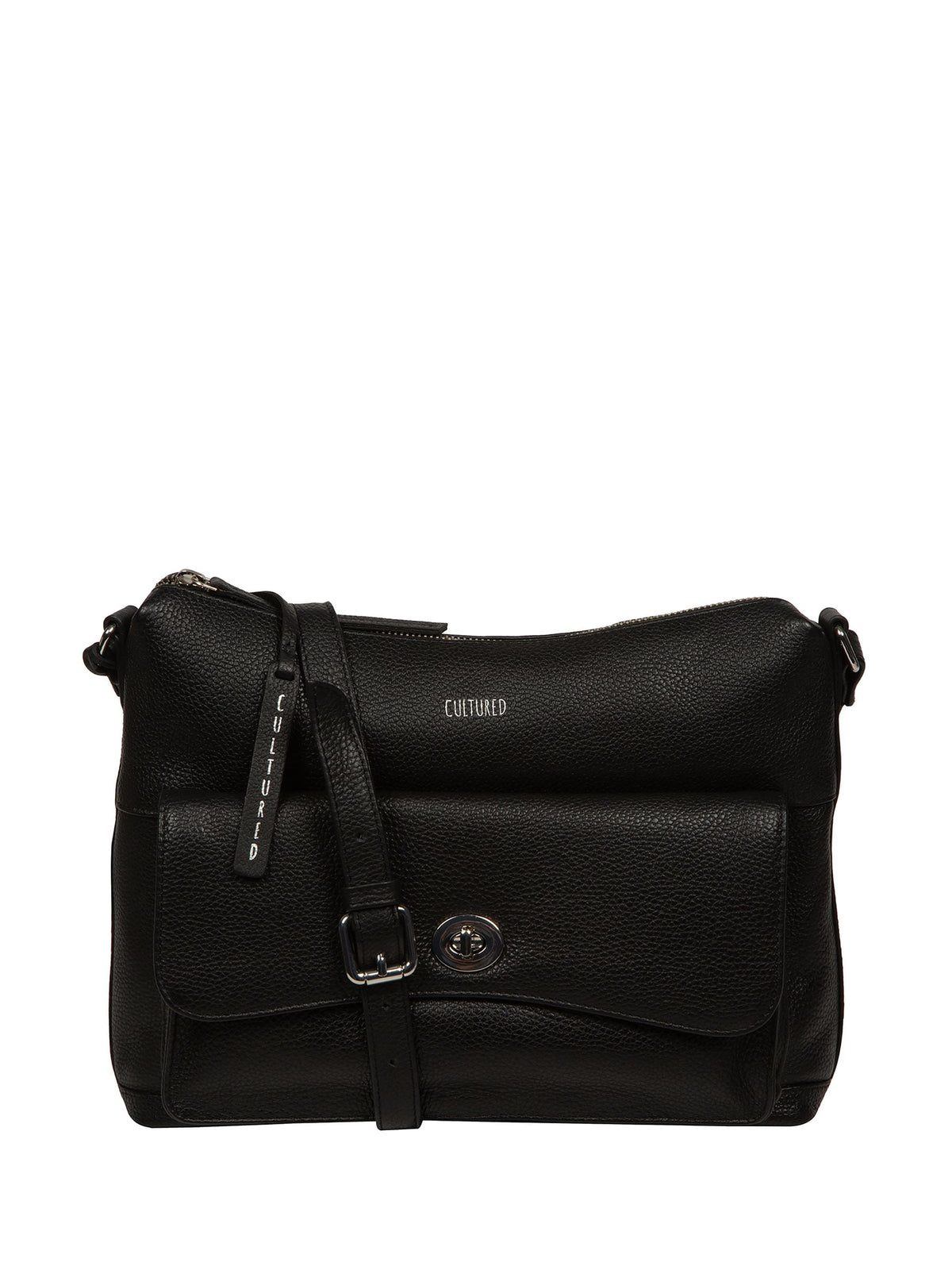 Cultured London black Sylvie leather shoulder bag, UK version