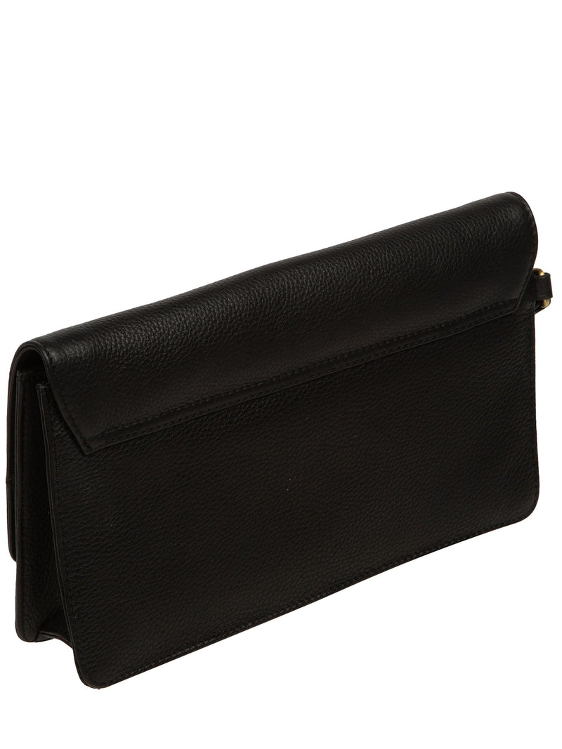 Pure Luxuries London black leather clutch bag, UK version
