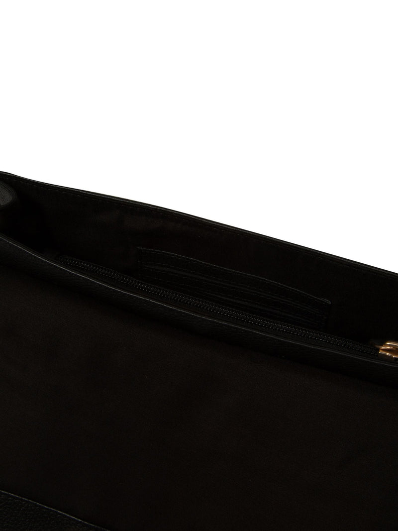 Pure Luxuries London black leather clutch bag, UK version