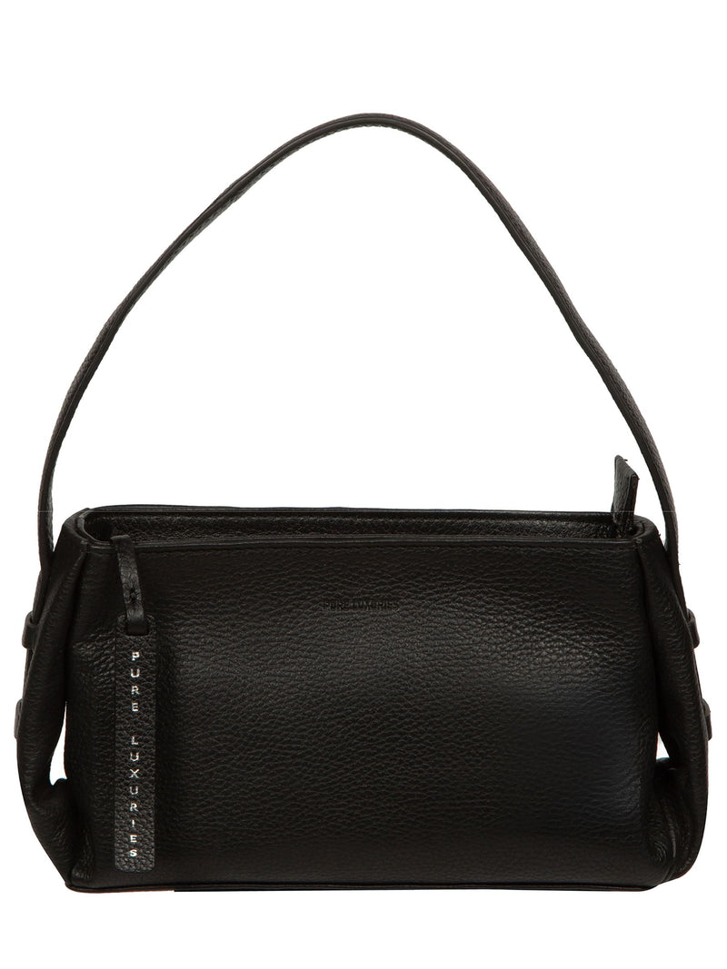 Pure Luxuries London black Rosamund leather grab bag (British brand)