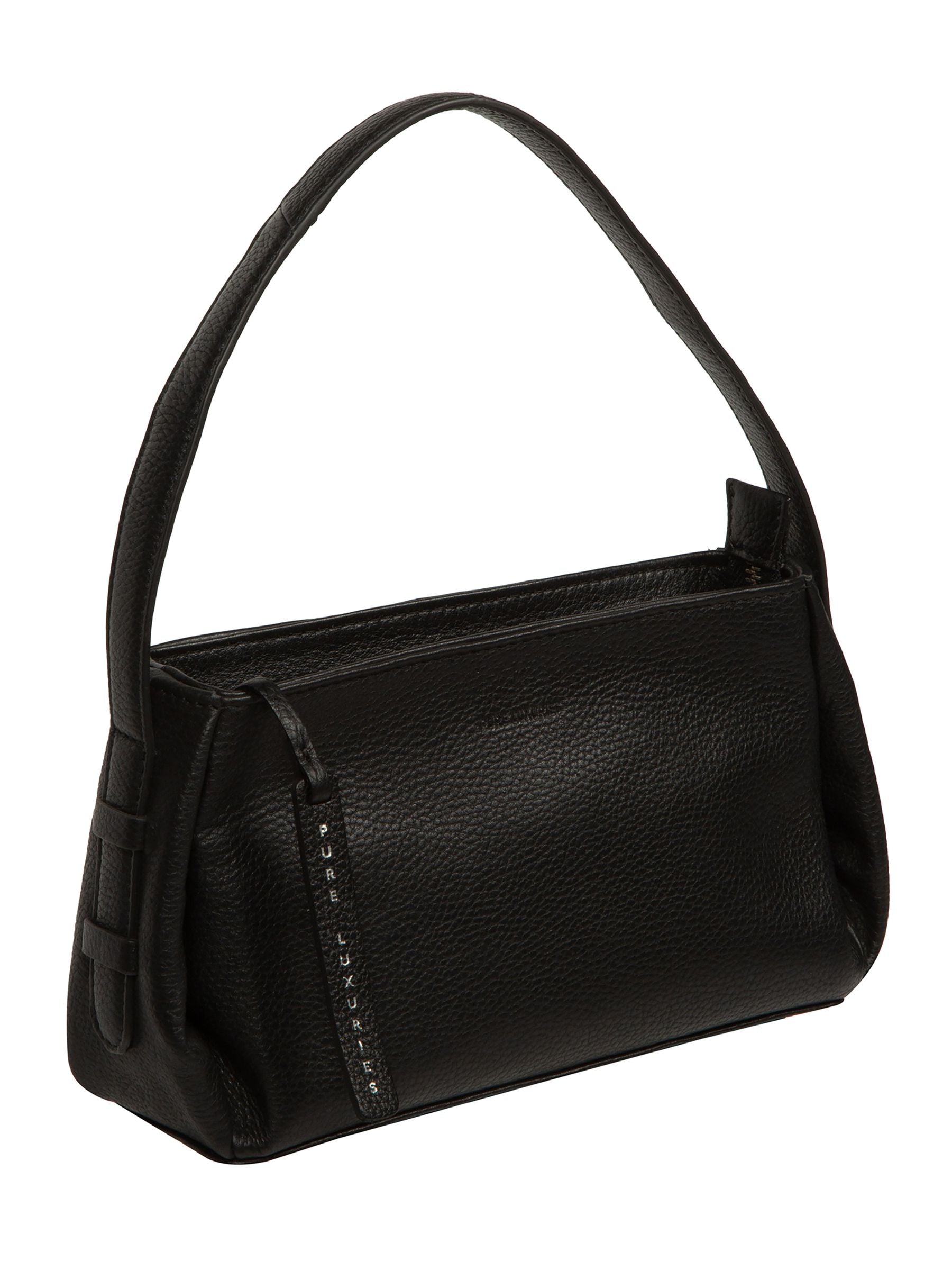 Pure Luxuries London black Rosamund leather grab bag (British brand)