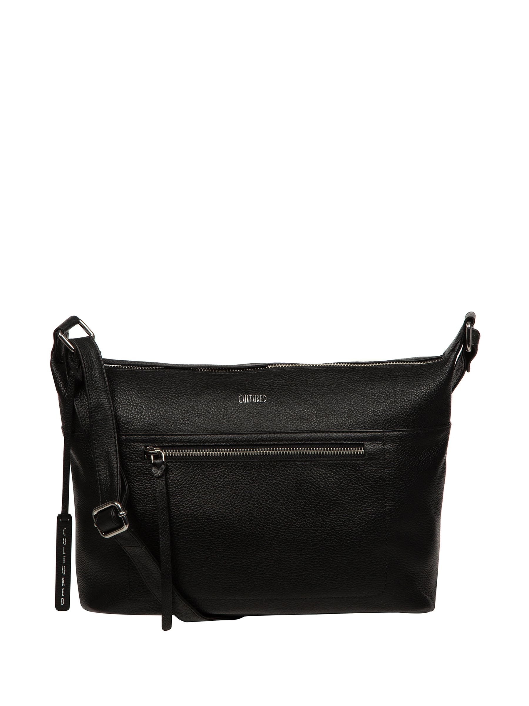 Cultured London black Ondine leather shoulder bag - British product