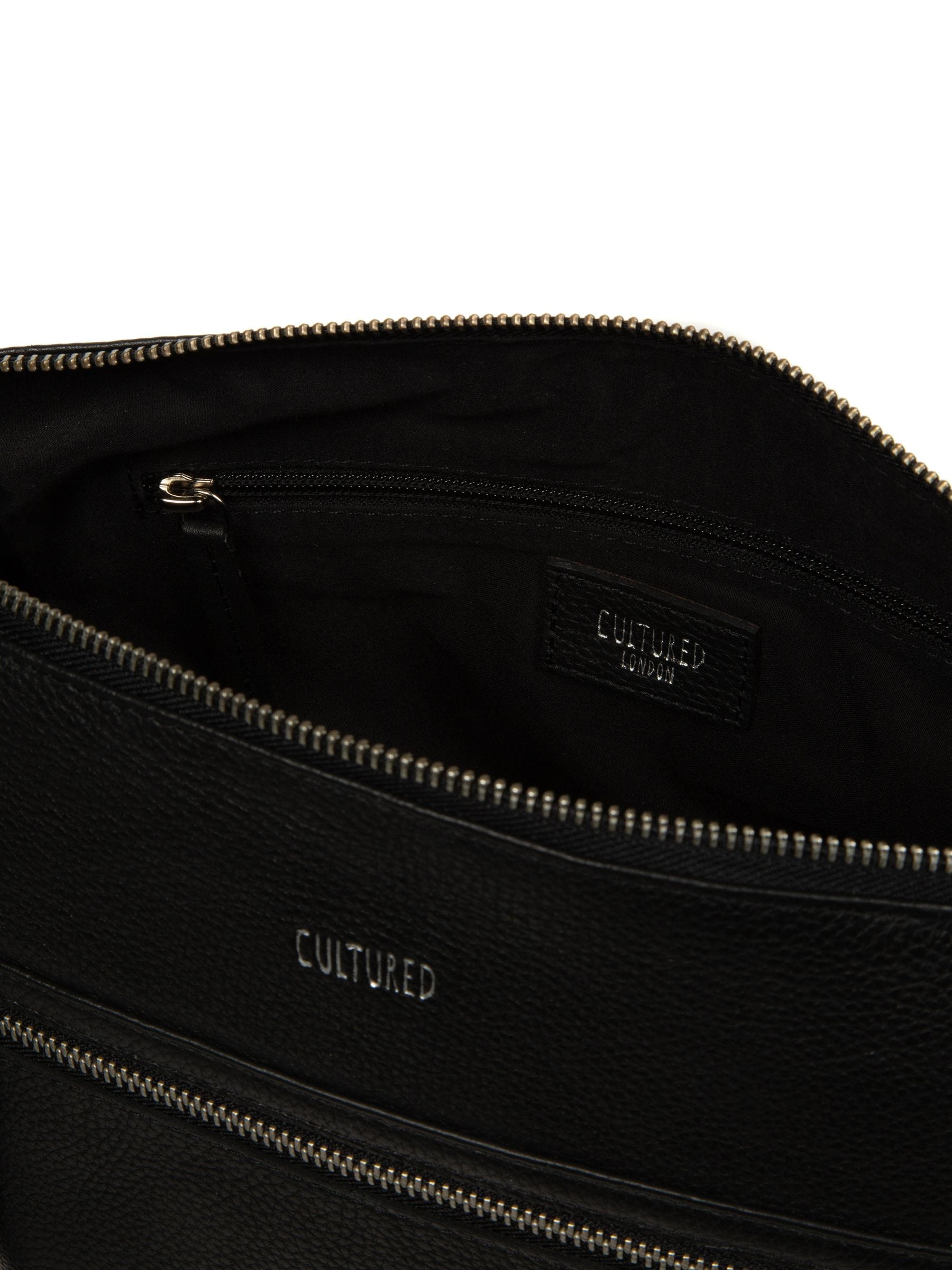 Cultured London black Ondine leather shoulder bag - British product