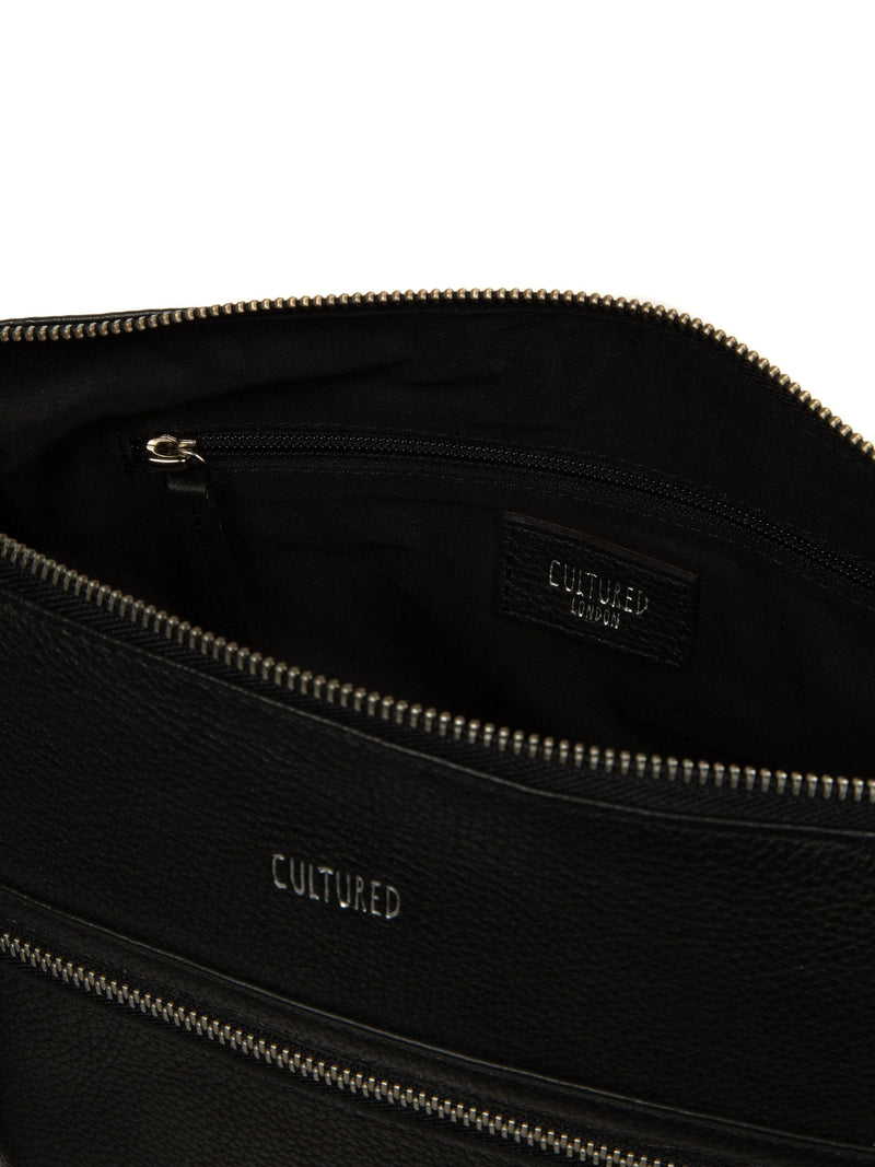 Cultured London black Ondine leather shoulder bag - British product