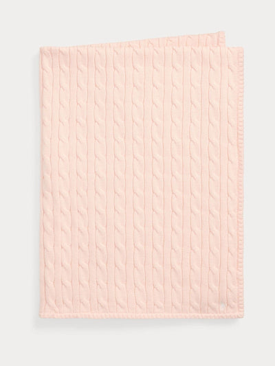 Next Polo Ralph Lauren Pink Cotton Cable Knit Newborn Blanket 40 x 29 Inches- Buy online at McGrocer