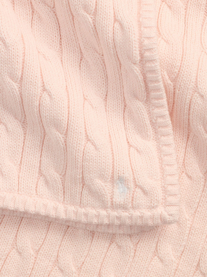 Ralph Lauren pink cotton cable knit newborn blanket, UK version