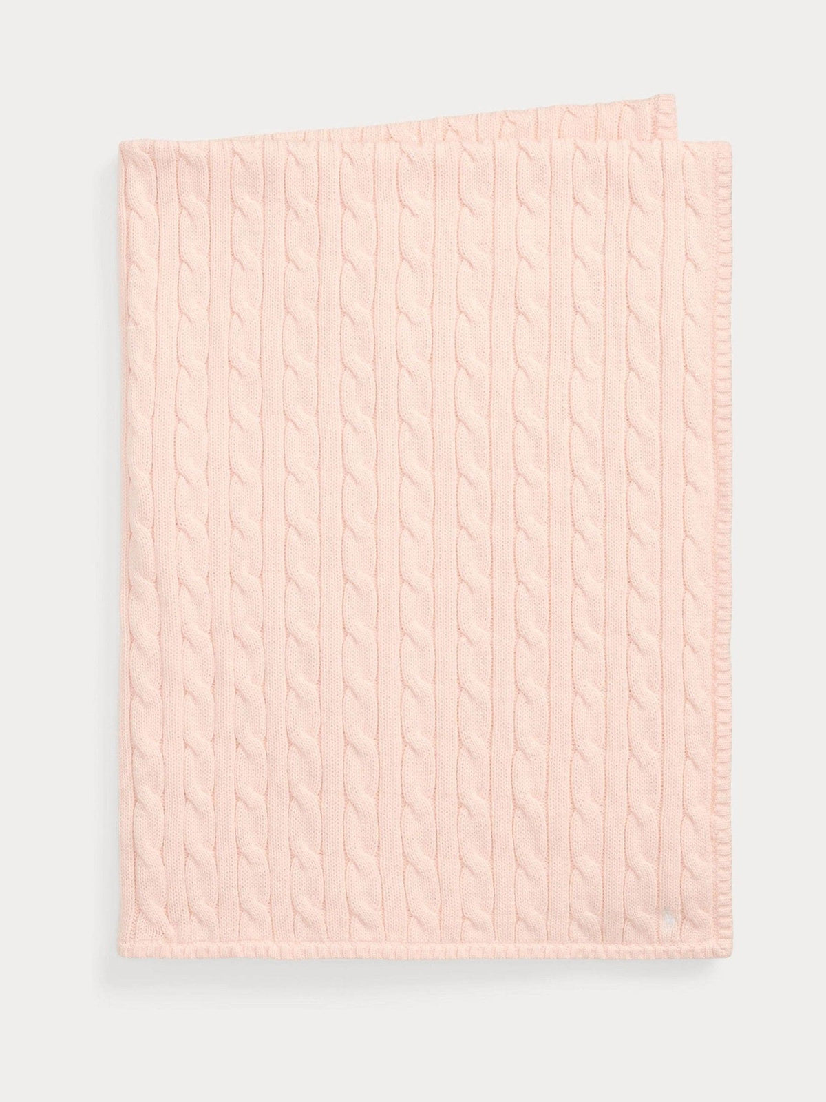 Ralph Lauren pink cotton cable knit newborn blanket, UK version
