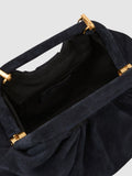 Reiss navy suede clutch bag with cut-out handle (British brand)