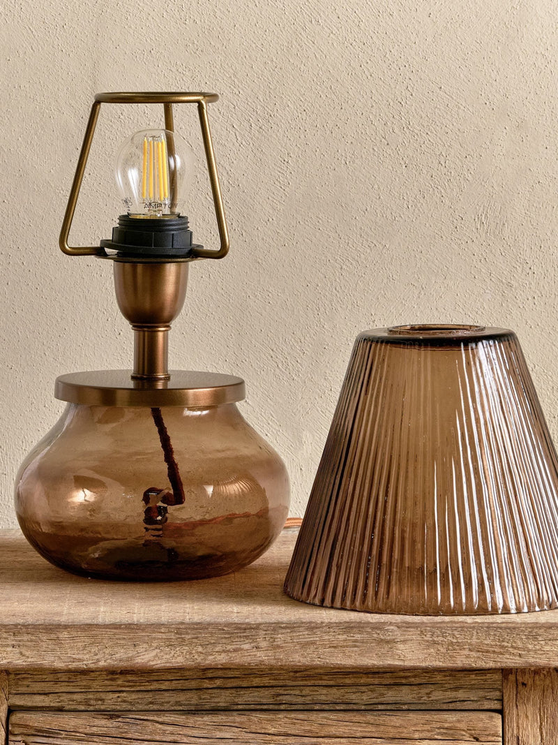 Nkuku Dimalai glass table lamp brown smoke - British product