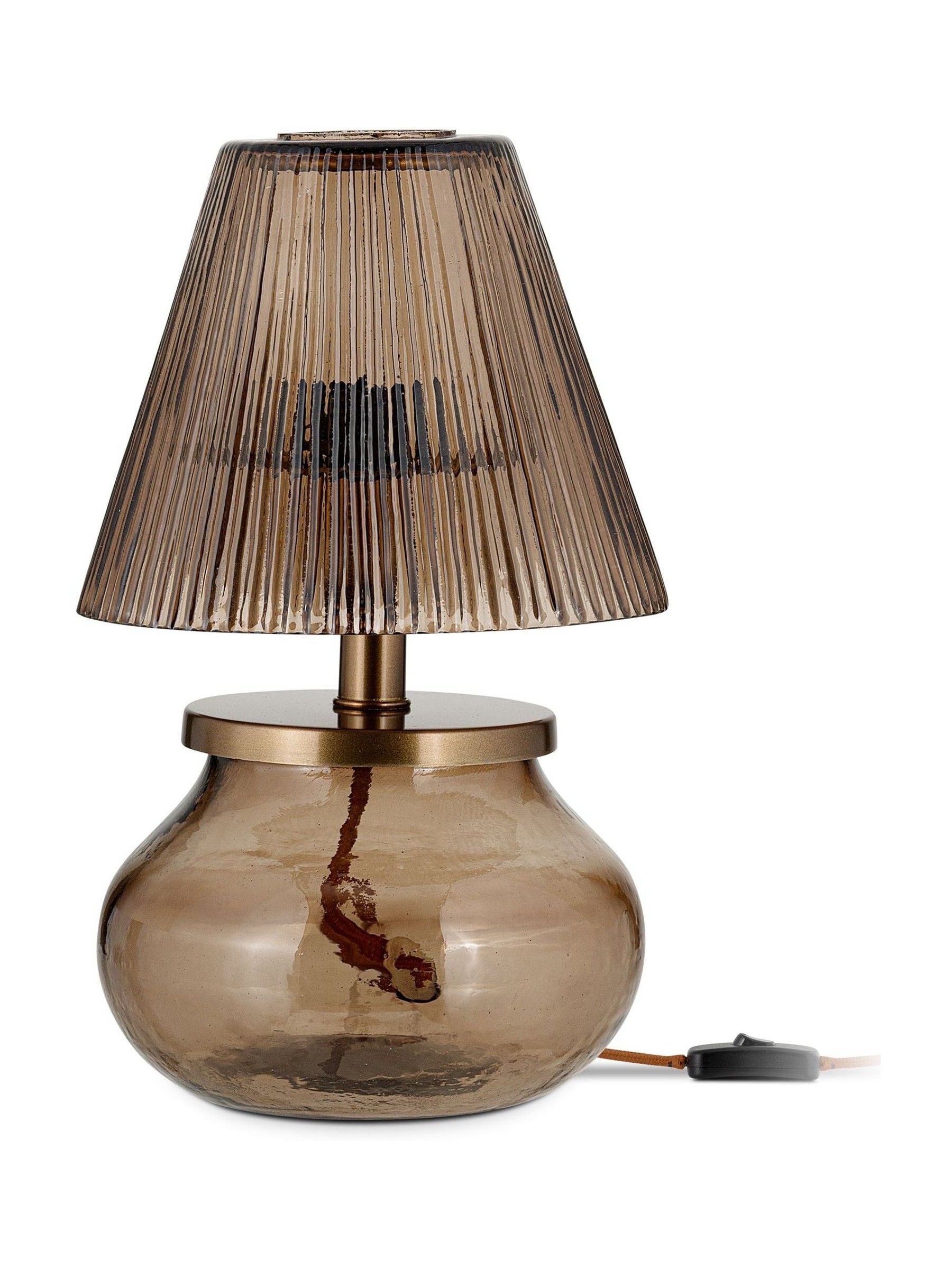 Nkuku Dimalai glass table lamp brown smoke - British product