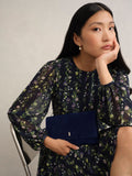 Hobbs midnight navy suede Ashley clutch, UK version