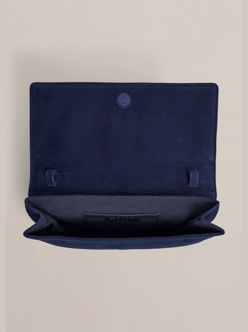 Hobbs midnight navy suede Ashley clutch, UK version