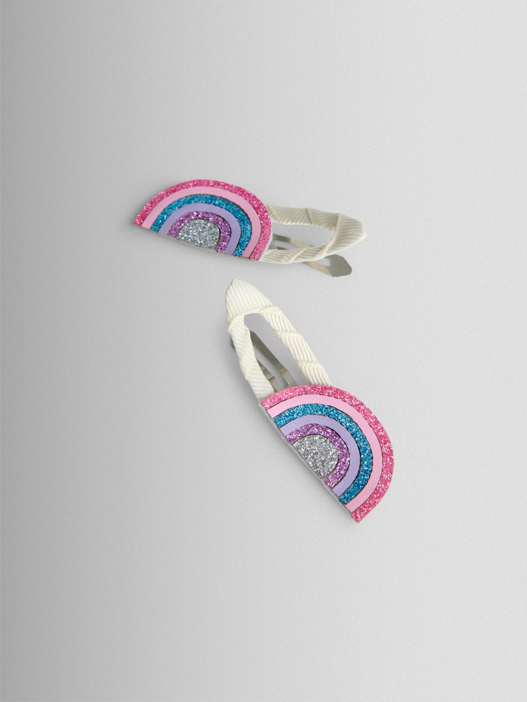 JoJo Maman Bébé Multi Colour 2-Pack rainbow hair clips (British brand)