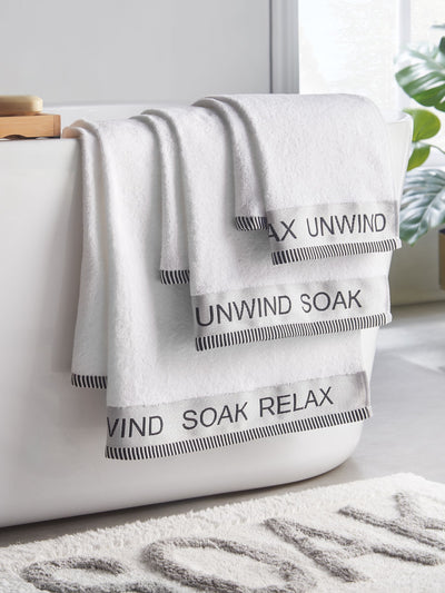 Next Catherine Lansfield Relax and Unwind White 4 Piece Towel Set- Buy online at McGrocer