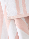 Bianca blush pink reversible stripe jacquard towel (British brand)