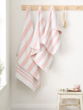 Bianca blush pink reversible stripe jacquard towel (British brand)