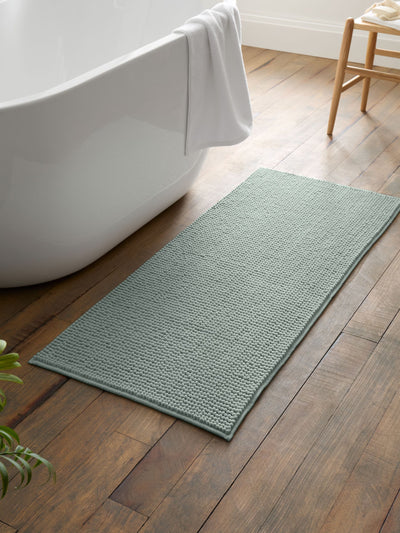 Next Catherine Lansfield Sage Green Bobble Long Bath Mat Runner 50x120cm- Buy online at McGrocer