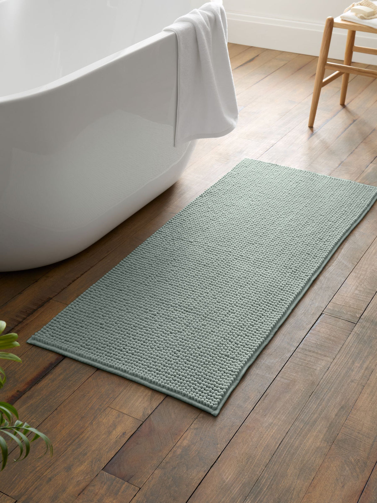 Catherine Lansfield sage green bobble bath mat 50x120cm - British product