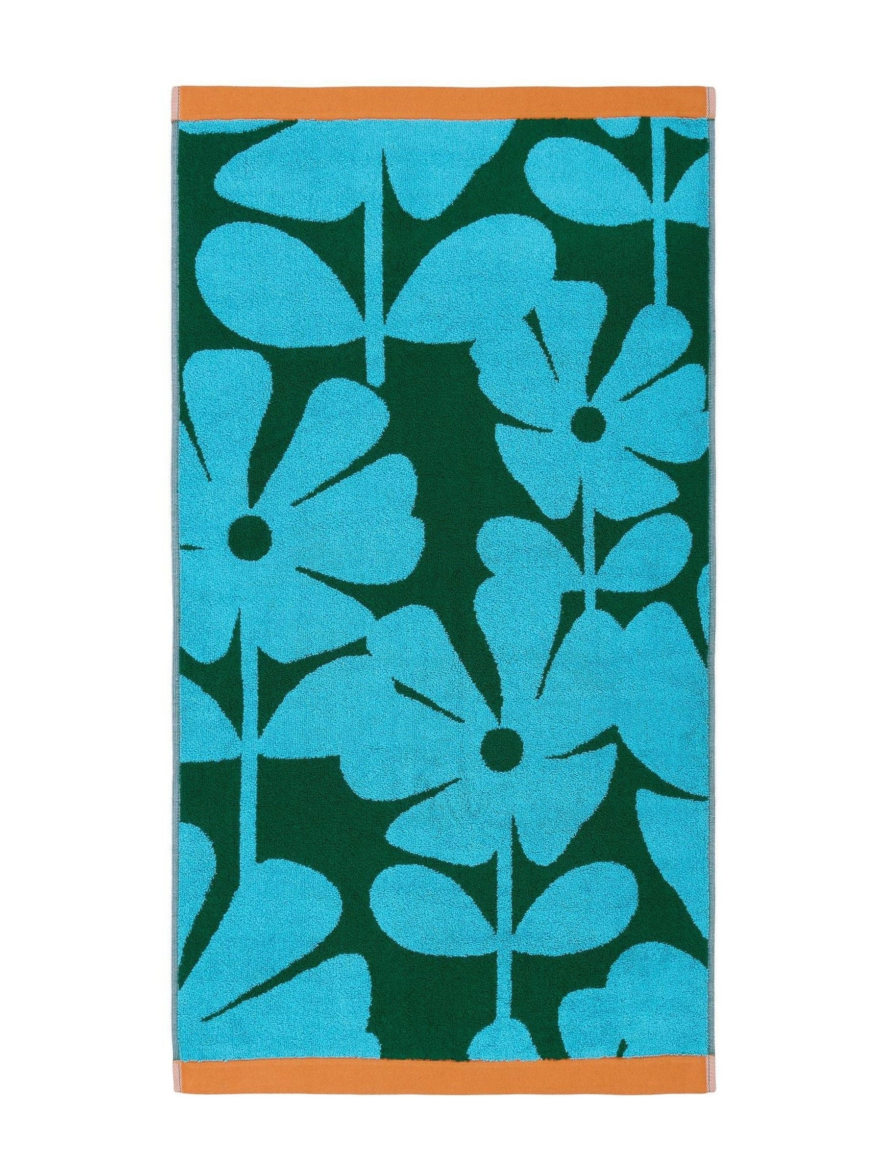 Orla Kiely Blue Lagoon Wildflower towel - British product
