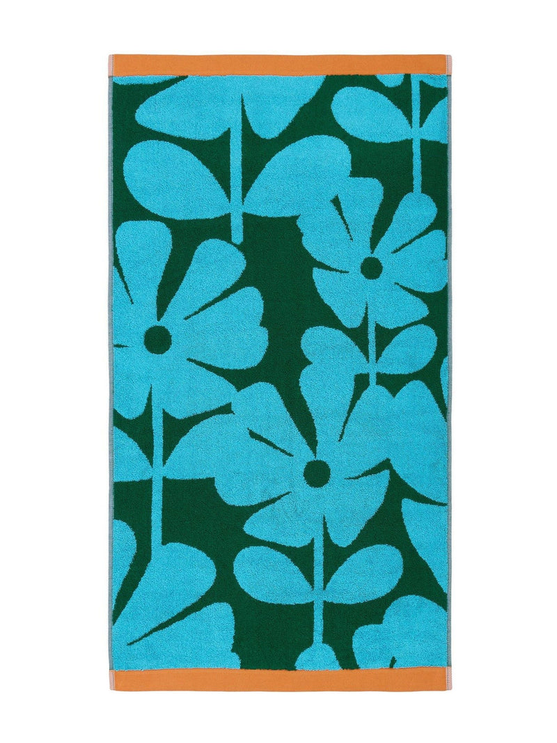 Orla Kiely Blue Lagoon Wildflower towel - British product