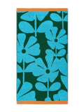 Orla Kiely Blue Lagoon Wildflower towel - British product