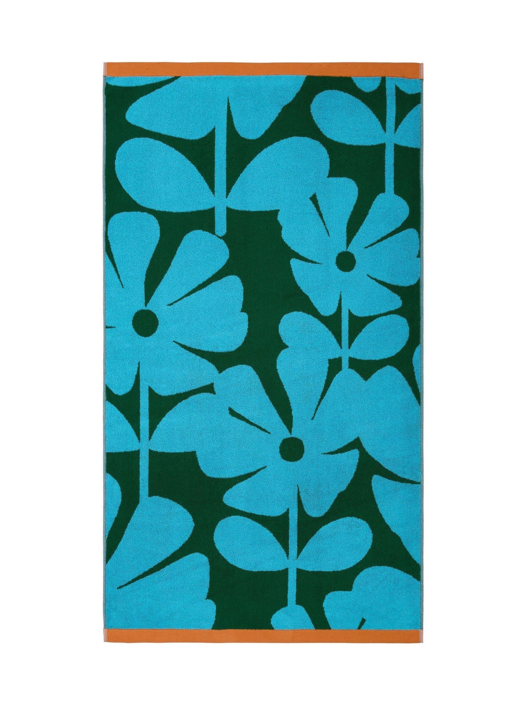 Orla Kiely Blue Lagoon Wildflower towel - British product