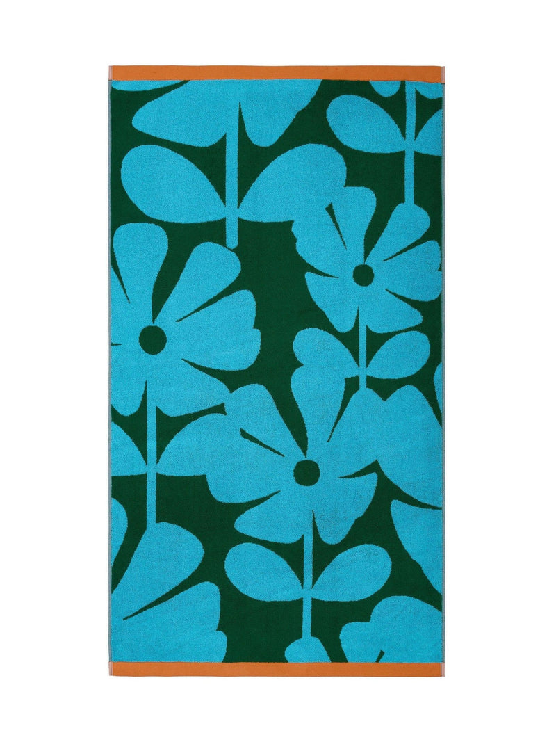 Orla Kiely Blue Lagoon Wildflower towel - British product