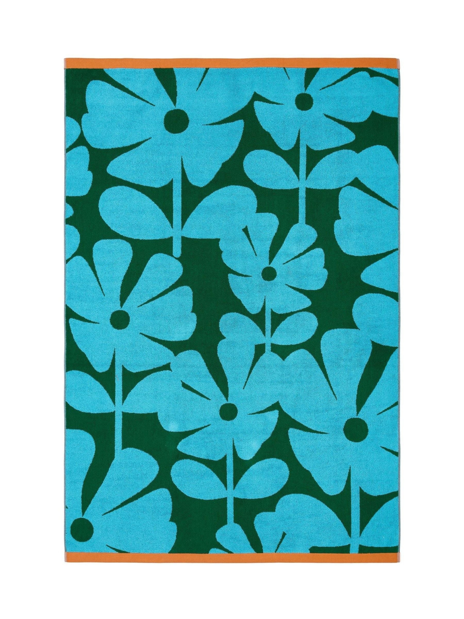 Orla Kiely Blue Lagoon Wildflower towel - British product