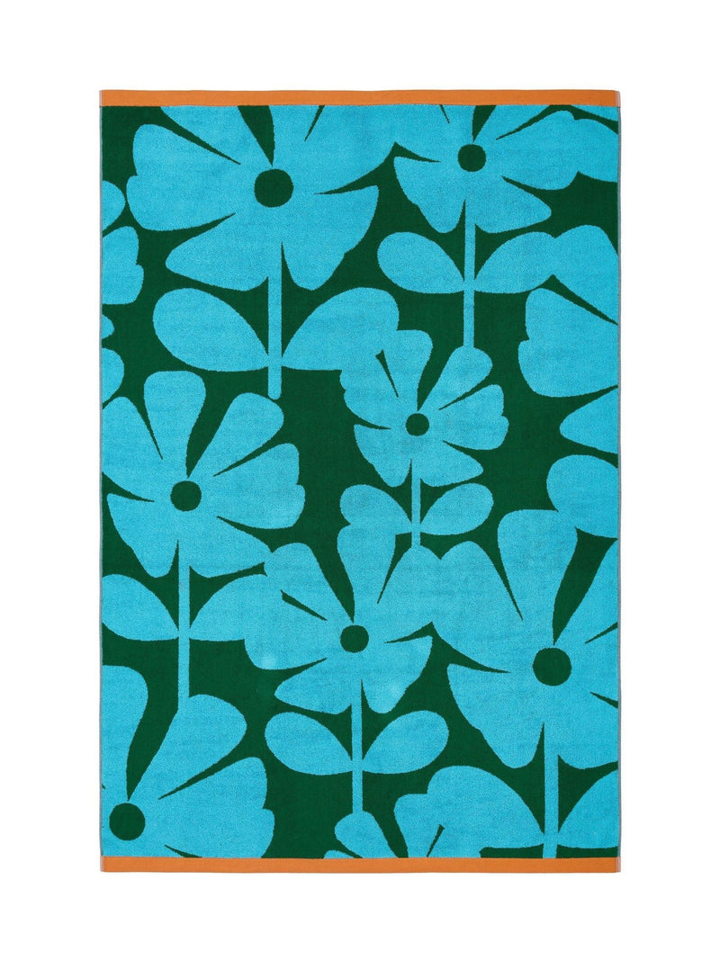Orla Kiely Blue Lagoon Wildflower towel - British product