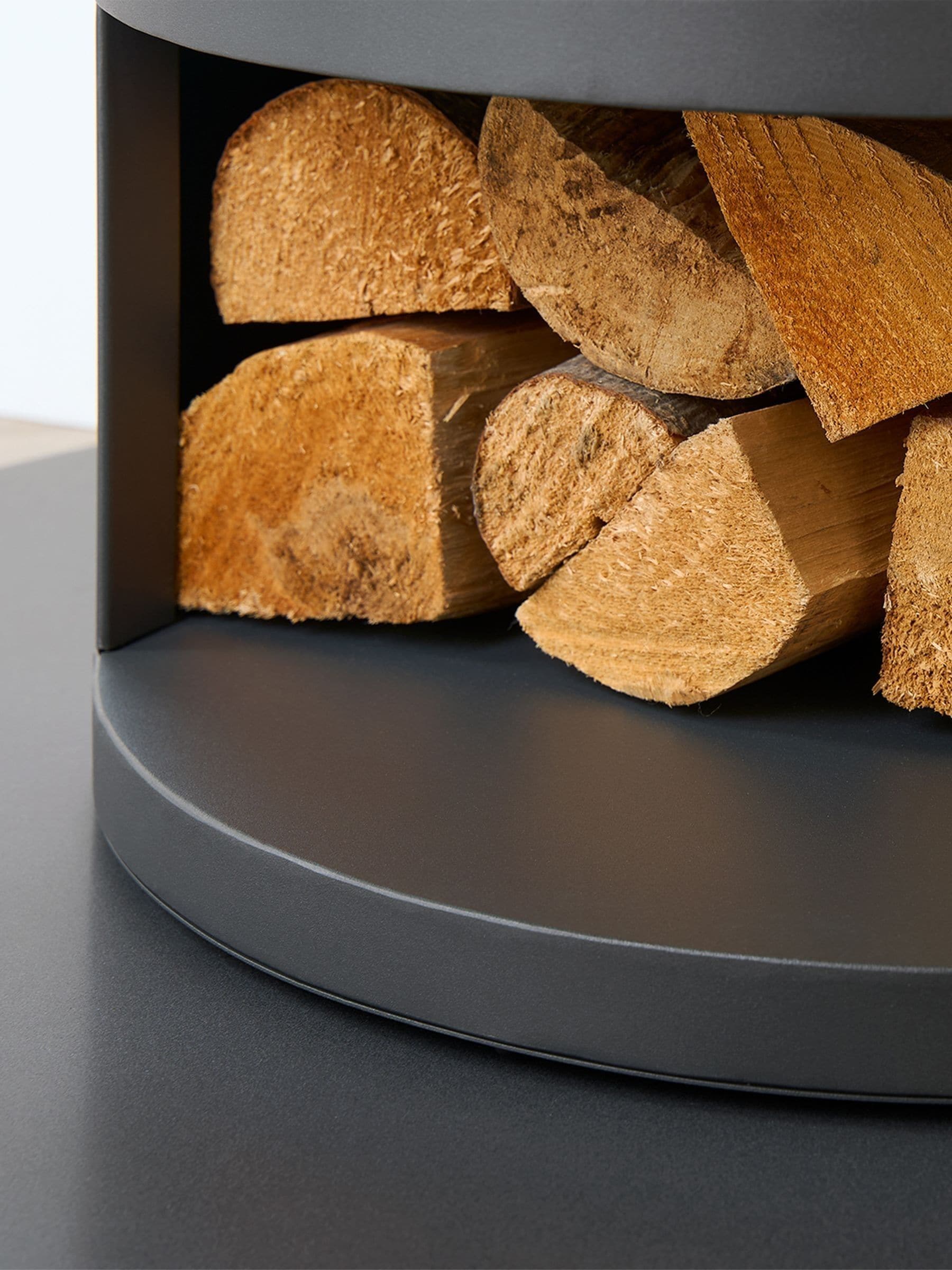 Adam S5 bio ethanol cylinder stove charcoal grey with log storage (British brand)