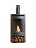 Adam S5 bio ethanol cylinder stove charcoal grey with log storage (British brand)