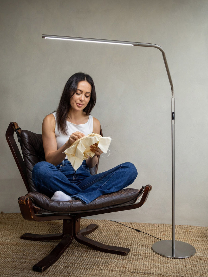 Daylight Company Slimline 4 floor lamp in brushed steel (British brand)