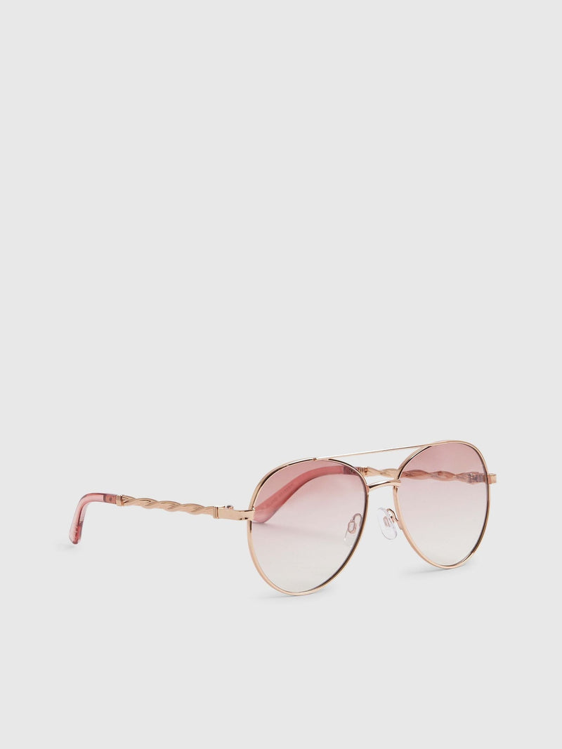 River Island gold metal twist sunglasses, imported from the UK
