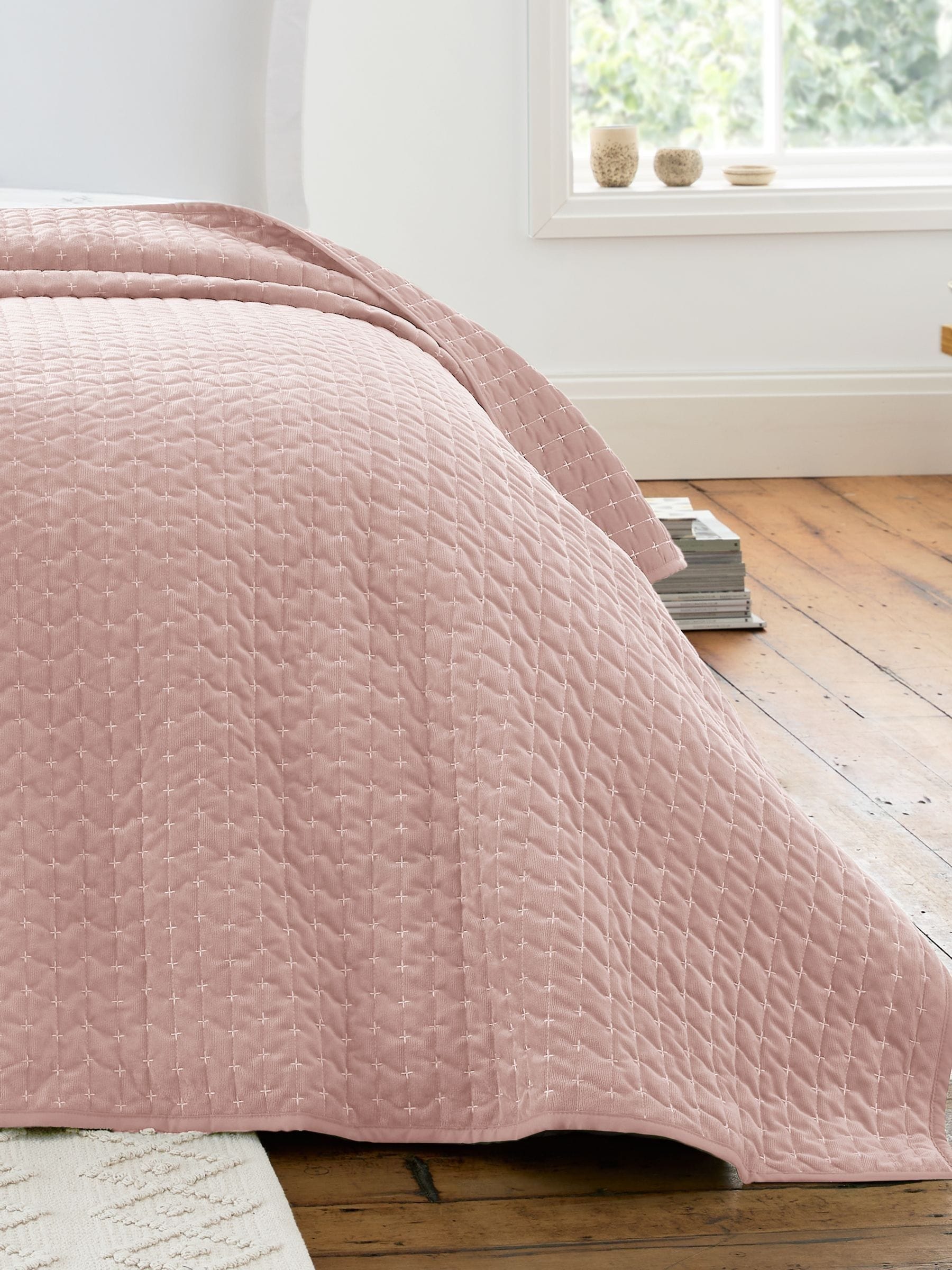Bianca Pink Attica Chenille Embroidered Throw
