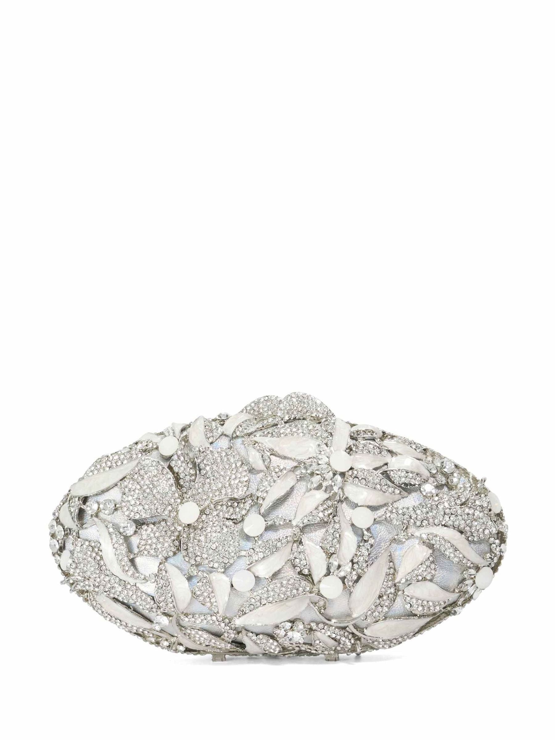 Dune London Silver Brides clutch bag (British brand)