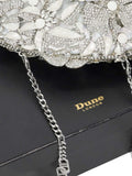 Dune London Silver Brides clutch bag (British brand)