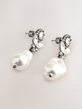 Sparkle pearl effect drop earrings pewter tone, UK version